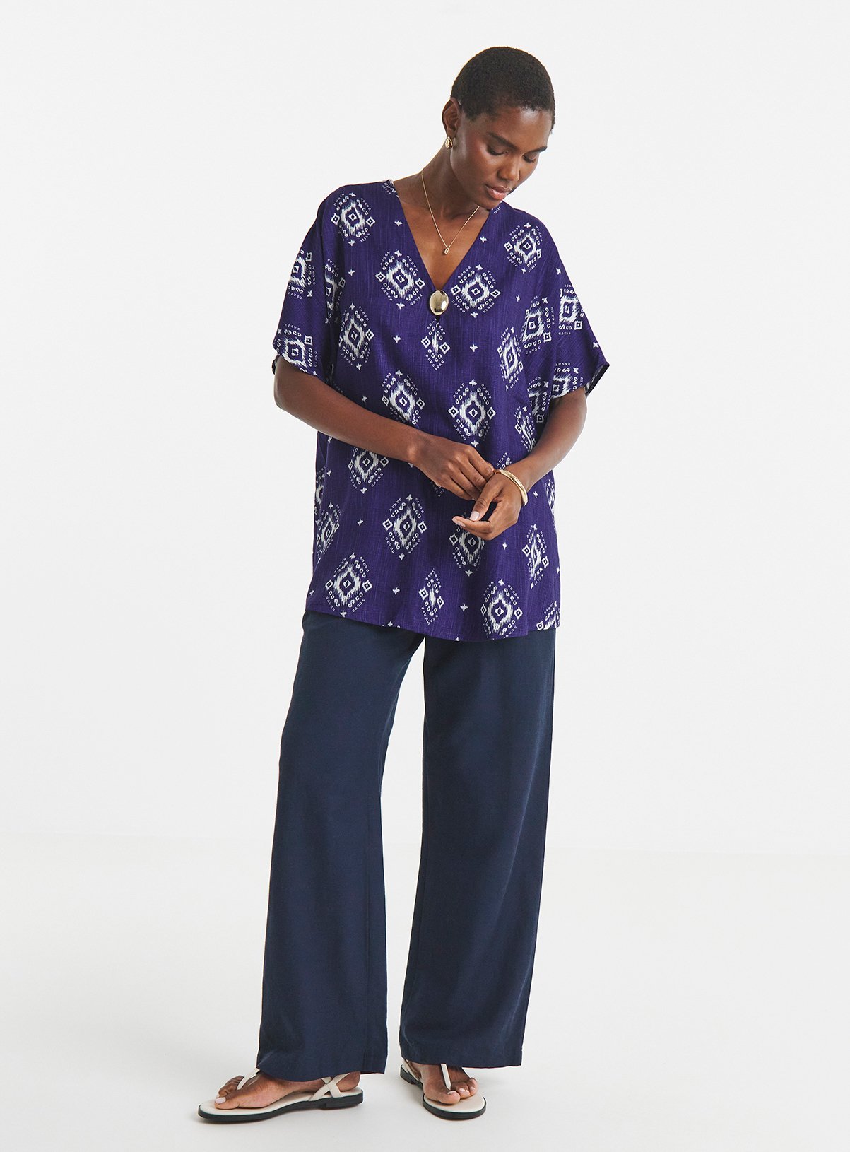 JD WILLIAMS Linen Mix Tunic 10 - Image 3 thumbnail